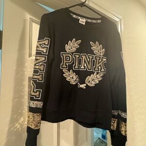 Bling sequin PINK Victoria's Secret Black and Gold Women's Sweater